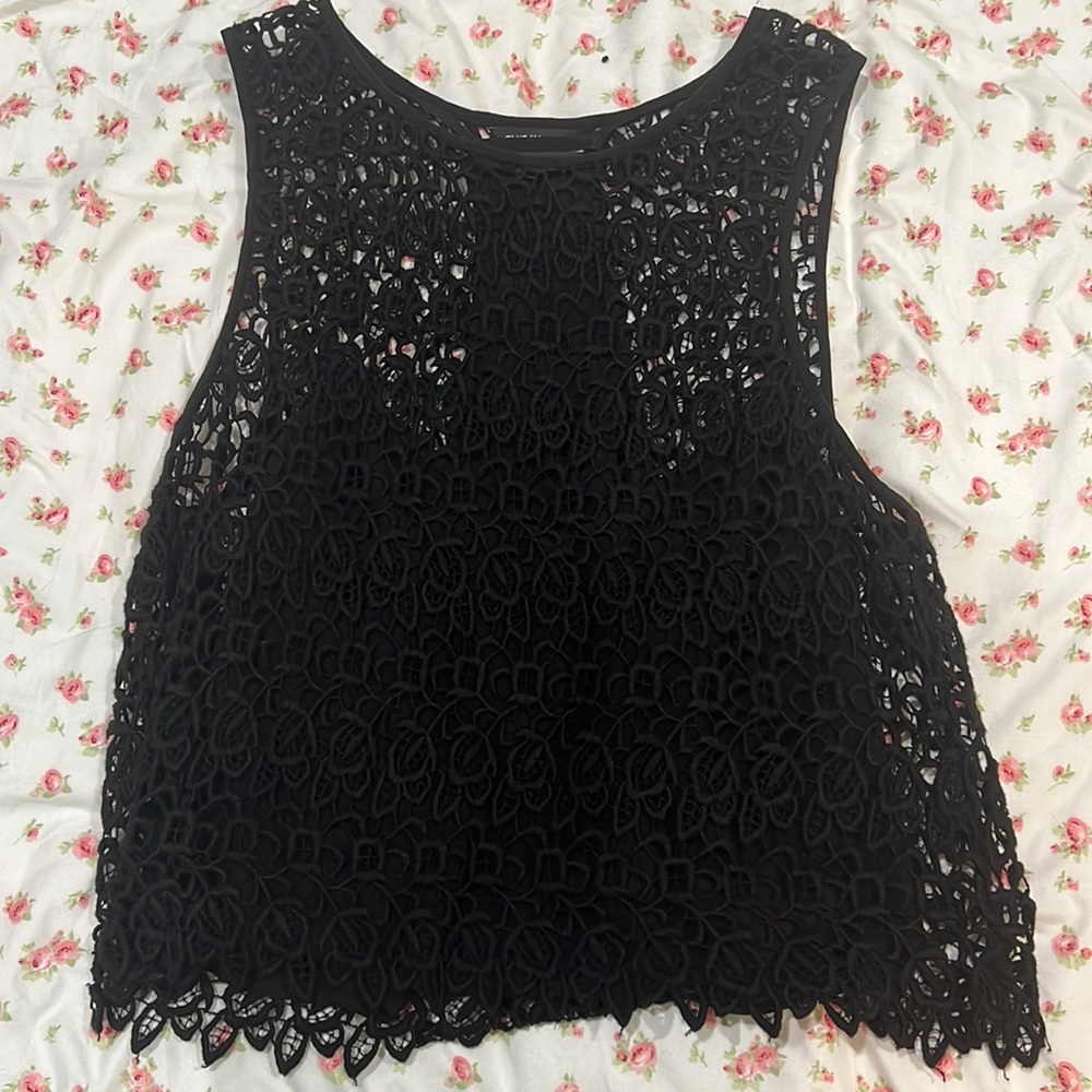 black lace with cami under